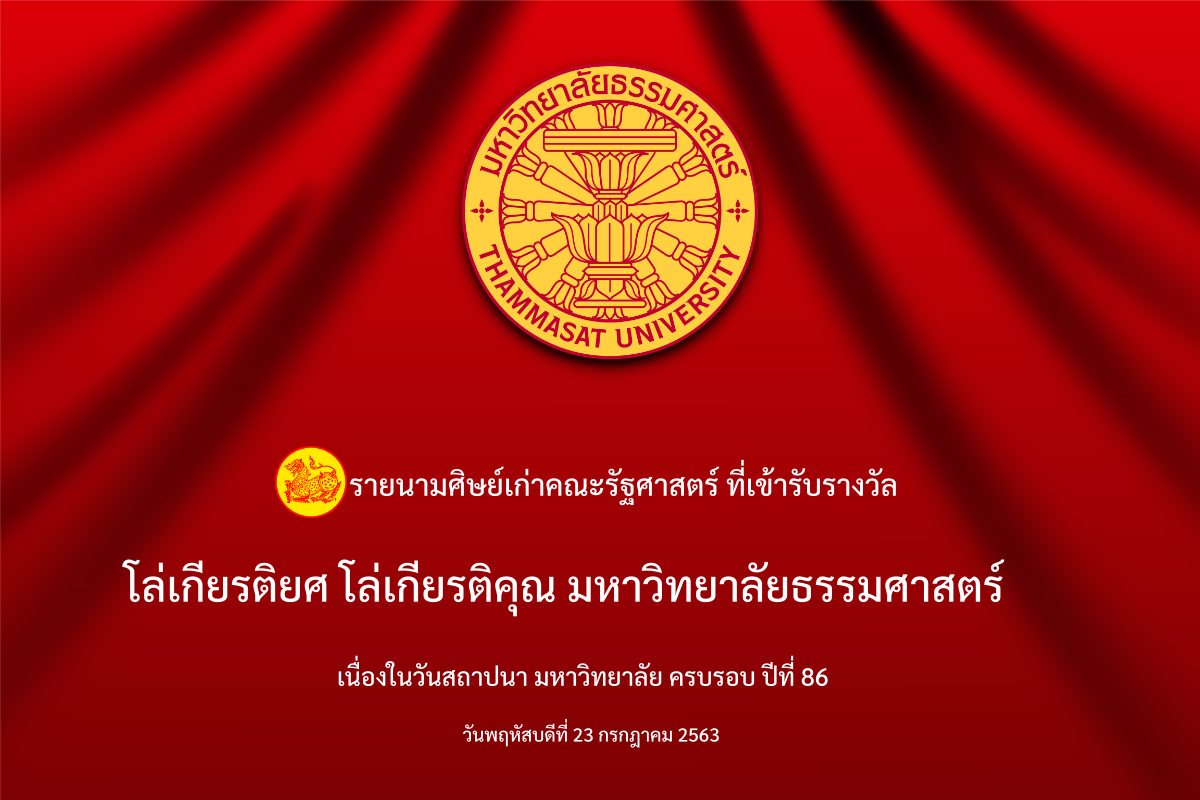 รางวัลโล่เกียรติยศ มหาวิทยาลัยธรรมศาสตร์ 2563
